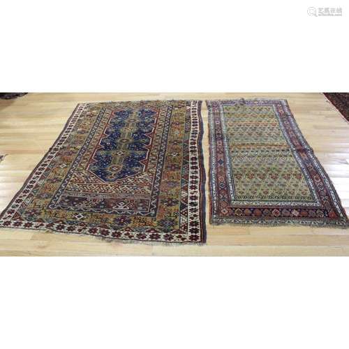 2 Antique And Finely Hand Woven Area Carpets.