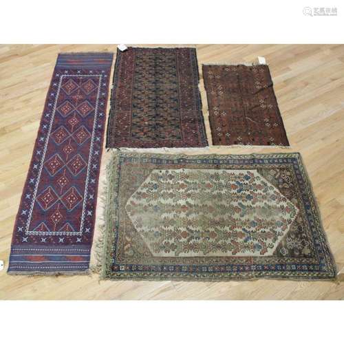 4 Antique And Finely Hand Woven Area Carpets.