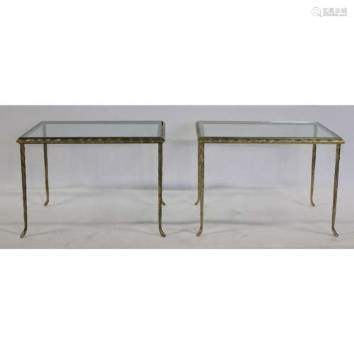 A Vintage Pair Of Bagues Quality Gilt Bronze Side