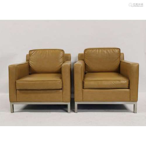 A Midcentury Pair Of Faux Ostrich Upholstered Club
