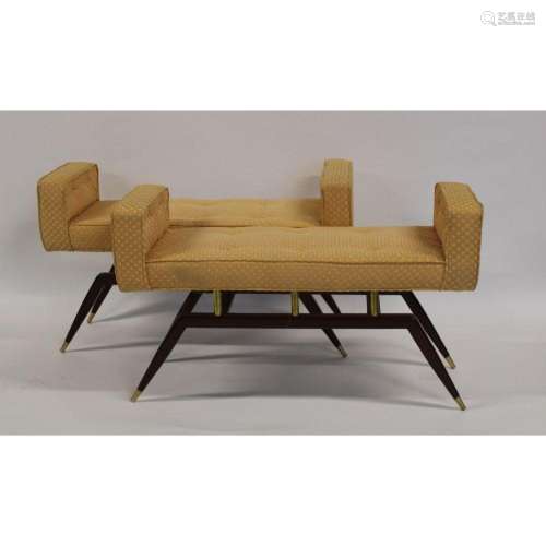 A Pair Of Upholstered Midcentury Style Benches