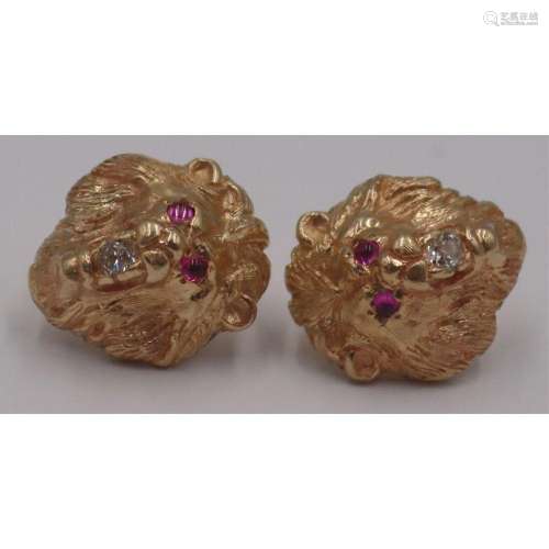 JEWELRY. 14kt Gold Colored Gem & Diamond Earrings.