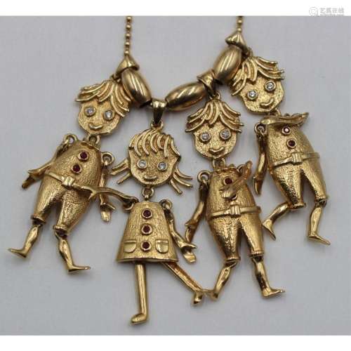 JEWELRY. 14kt Gold Necklace and Articulated Charms