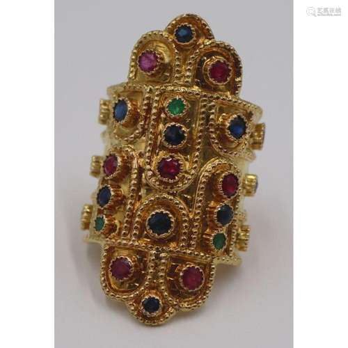 JEWELRY. Ilias Lalaounis 18kt Gold and Gem Ring.