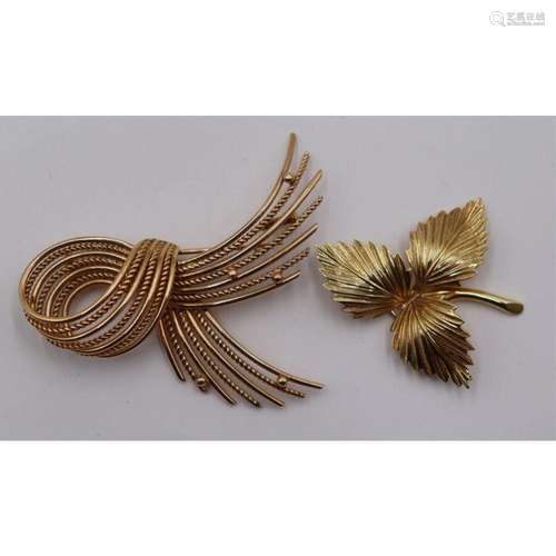 JEWELRY. (2) 14kt Gold Continental Brooches.