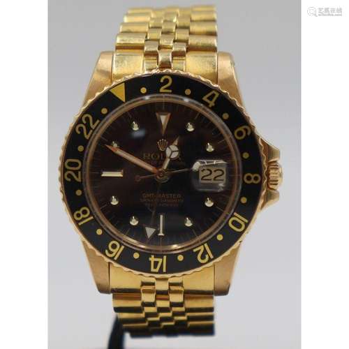 JEWELRY. Men's GMT-Master 18kt Gold Watch