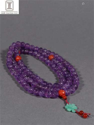 Set of Chinese Rock Purple Crystal Buddha Beads