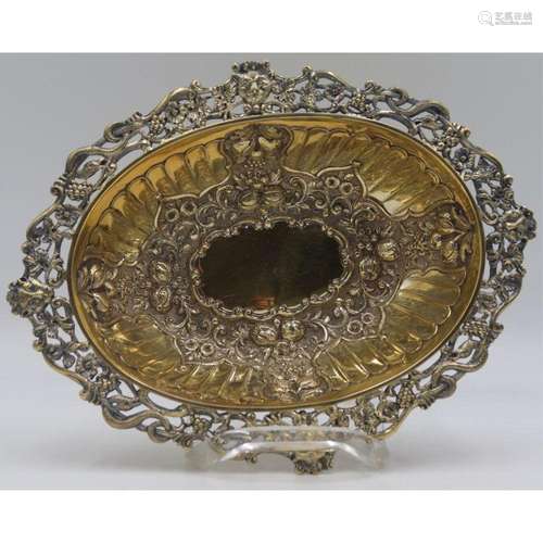 SILVER. 19th C English Gilt Silver Repousse Bowl.