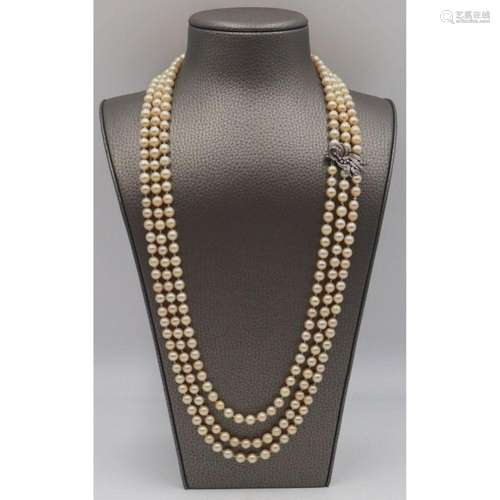 JEWELRY. 14kt Gold and Diamond Pearl Necklace.