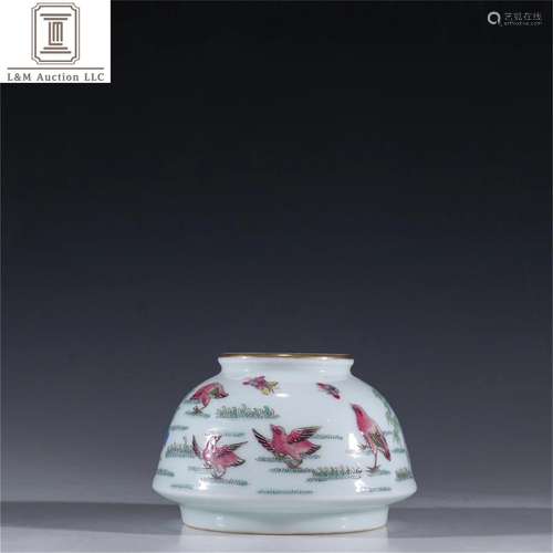 A Chinese Famille Rose Porcelain Flower Brush Washer