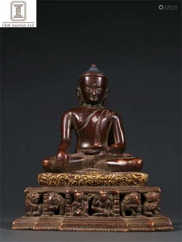 A Chinese Gilt Bronze Sakyamuni Buddha Statue