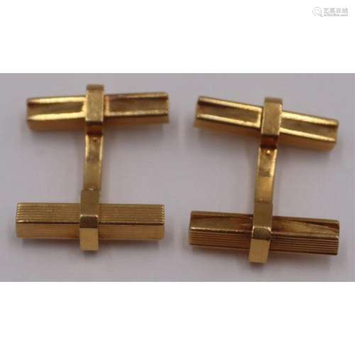 JEWELRY. Pair of Signed French 18kt Gold Cufflinks