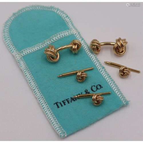 JEWELRY. Tiffany & Co. 14kt Gold Cufflink & Stud