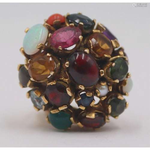 JEWELRY. 14kt Gold and Colored Gem Cocktail Ring.