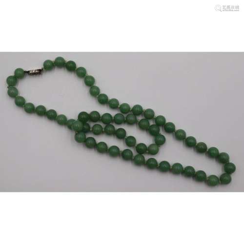 JEWELRY. Graduated Jade Bead Necklace.