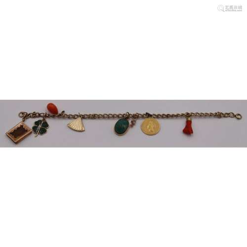 JEWELRY. 14kt Gold Charm Bracelet and (8) Charms.