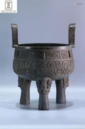 A Chinese Bronze Tripod Incense Burner