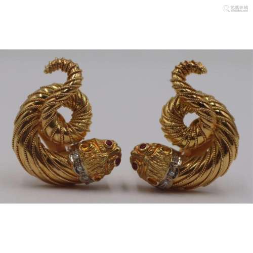 JEWELRY. Pair of Ilias Lalaounis Lion's Head