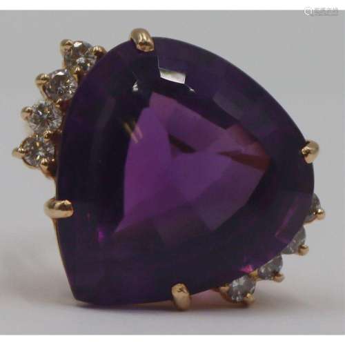 JEWELRY. 14kt Gold, Amethyst and Diamond Ring.