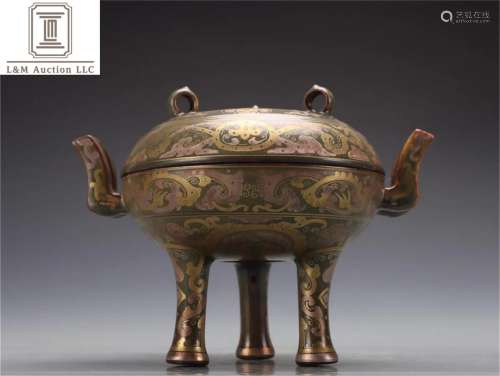 A Chinese Tea Dust Green Glazed Porcelain Censer