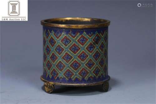 A Chinese Cloisonne Brush Pot