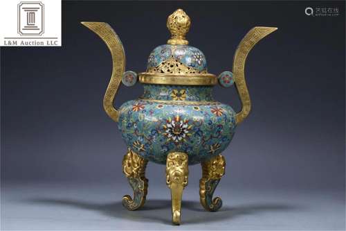 A Chinese Cloisonne Flower Incense Burner