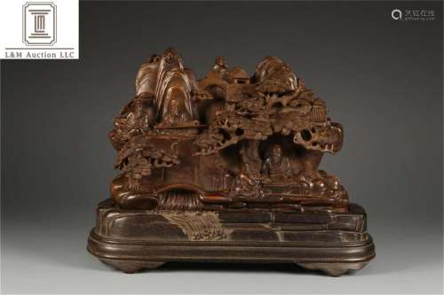A Chinese Carved Agarwood Decoration