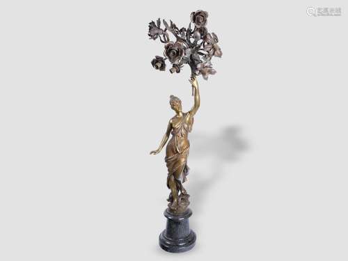 Impressive candelabra, Stuttgart 1898, Sculptural bronze cas...