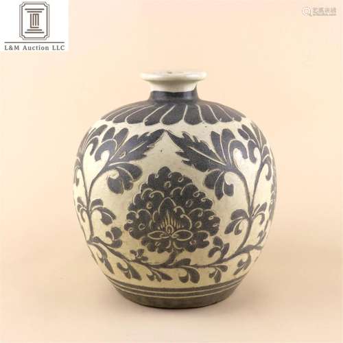 A Chinese Cizhou Kiln Flower Porcelain Meiping Vase