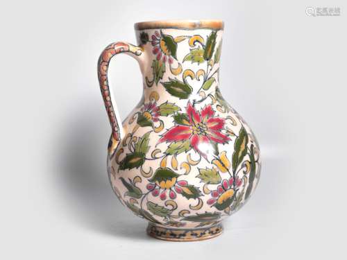 Vilmos Zsolnay, Pecs 1828 - 1900 Pecs, Pitcher with handle