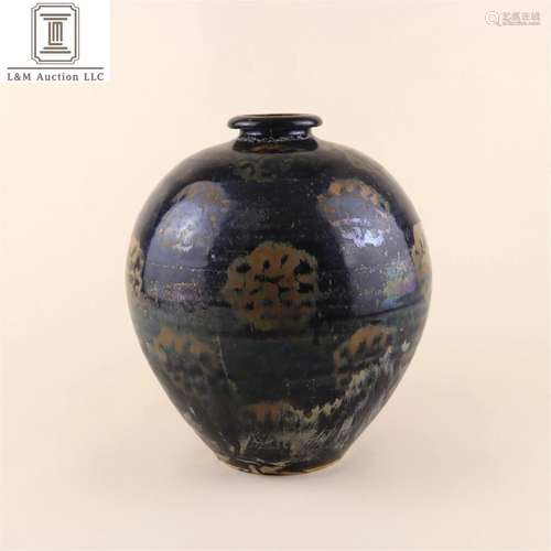 A Chinese Black Glazed Porcelain Meiping Vase