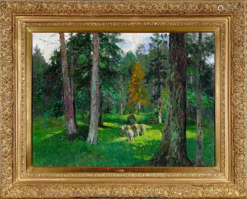 Adolf Kaufmann, Troppau 1848 - 1916 Vienna, Pastoral woodlan...