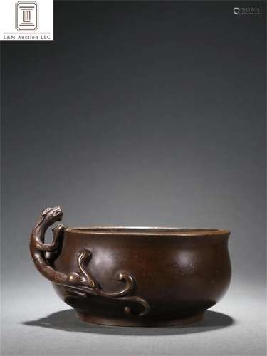 A Chinese Bronze Dragon Patterned Incense Burner