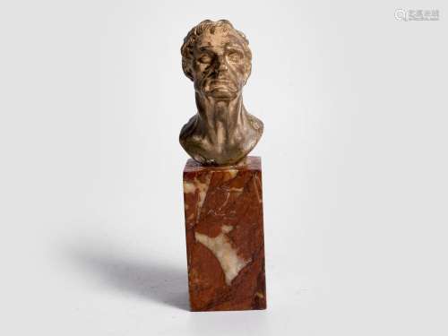 Bronze bust of Demosthenes, On red marble base, 2nd half 19t...