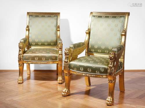 Pair of Empire armchairs, Russia or France, Mid 20th century