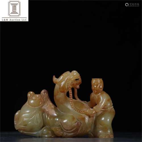 A Chinese Carved Jade Camel Decoraton/Ornament