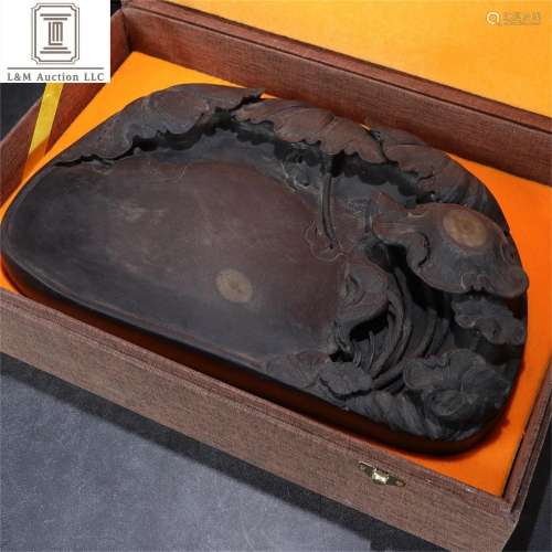 A Chinese Duan Inkstone with Calligraphy
