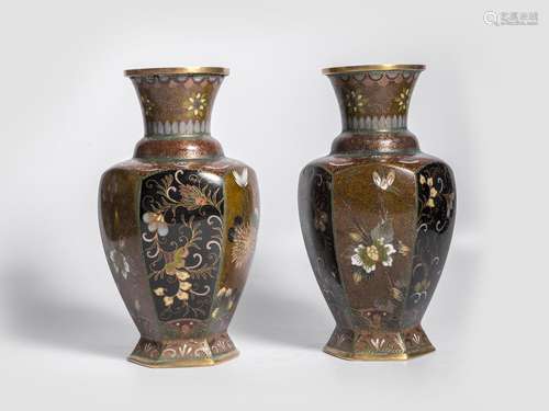 Pair of cloisonne vases, China, Quing dynasty 1644 - 1911