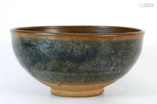 Chinese Porcelain Flambed Bowl in Black Glaze