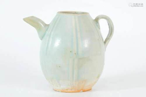 Shadow Blue Glazed Kettle with Lines Design