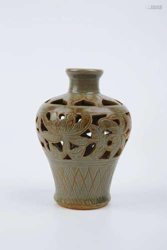 Plum Vase with Carving and Openwork Design, Yaozhou