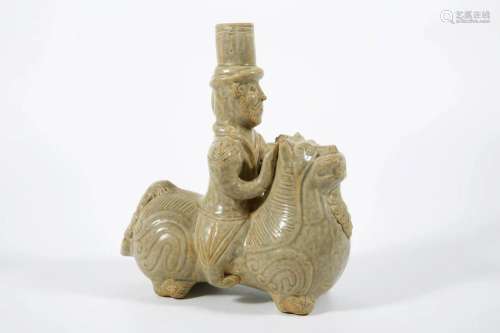 Candlestick with Barbarian riding Animal Design