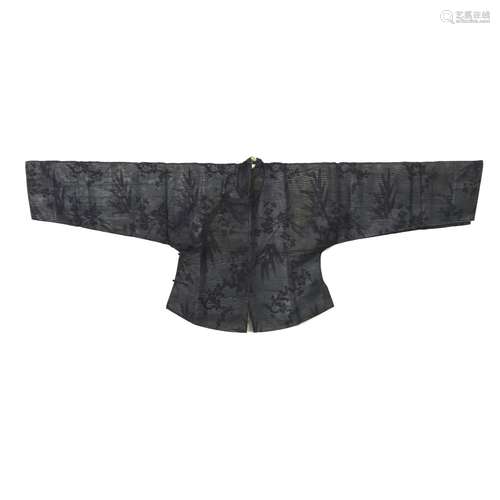 Chinese Black Gauze Riding Jacket with Veiled Flowers