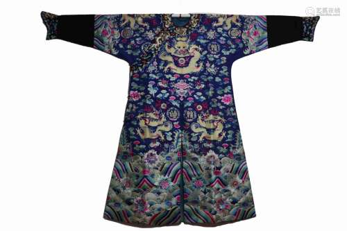 Light Blue Dragon Robe with Wealth and Longevity