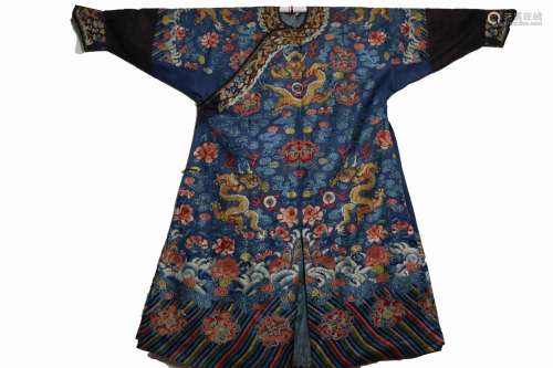 Lake Blue Dragon Robe with Double Felicity and