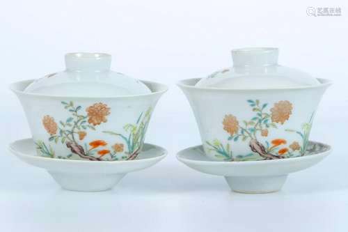 Guan kiln Covered Bowls made by Hong(pair)