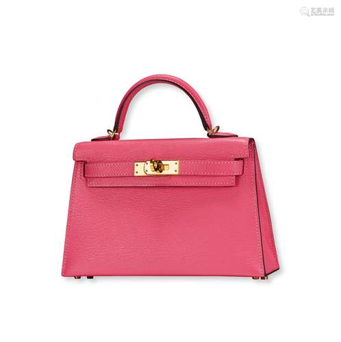 爱马仕Hermès 代红色EPSOM皮MINI KELLY2代手提包