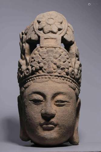 Avalokitesvara Head Statue with Crown