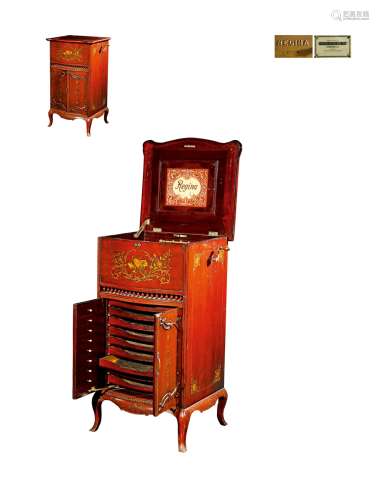 1900年制 雷吉纳（REGINA）胡桃木细木镶嵌音乐柜