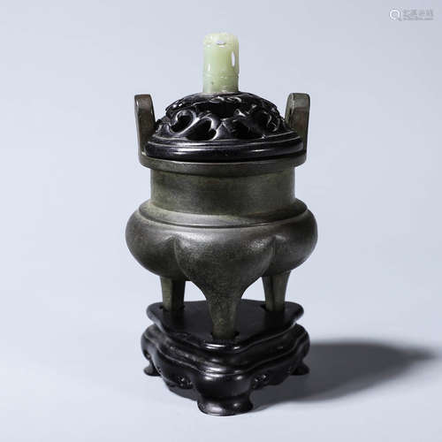 Old sandalwood inlaid jade-style furnace